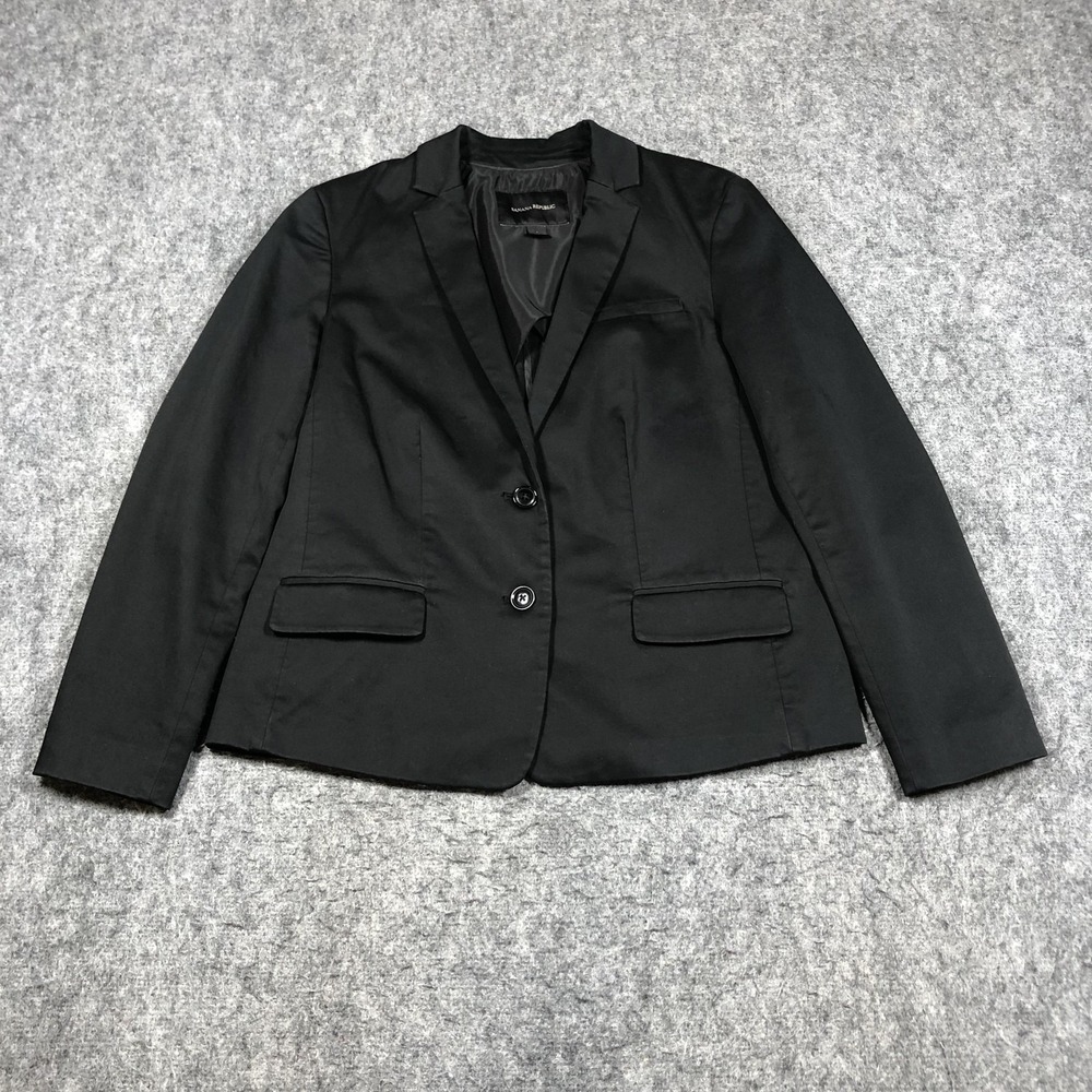 Banana Republic Blazer Womens 6 Black Two Button Stretch Lined Tailored Career